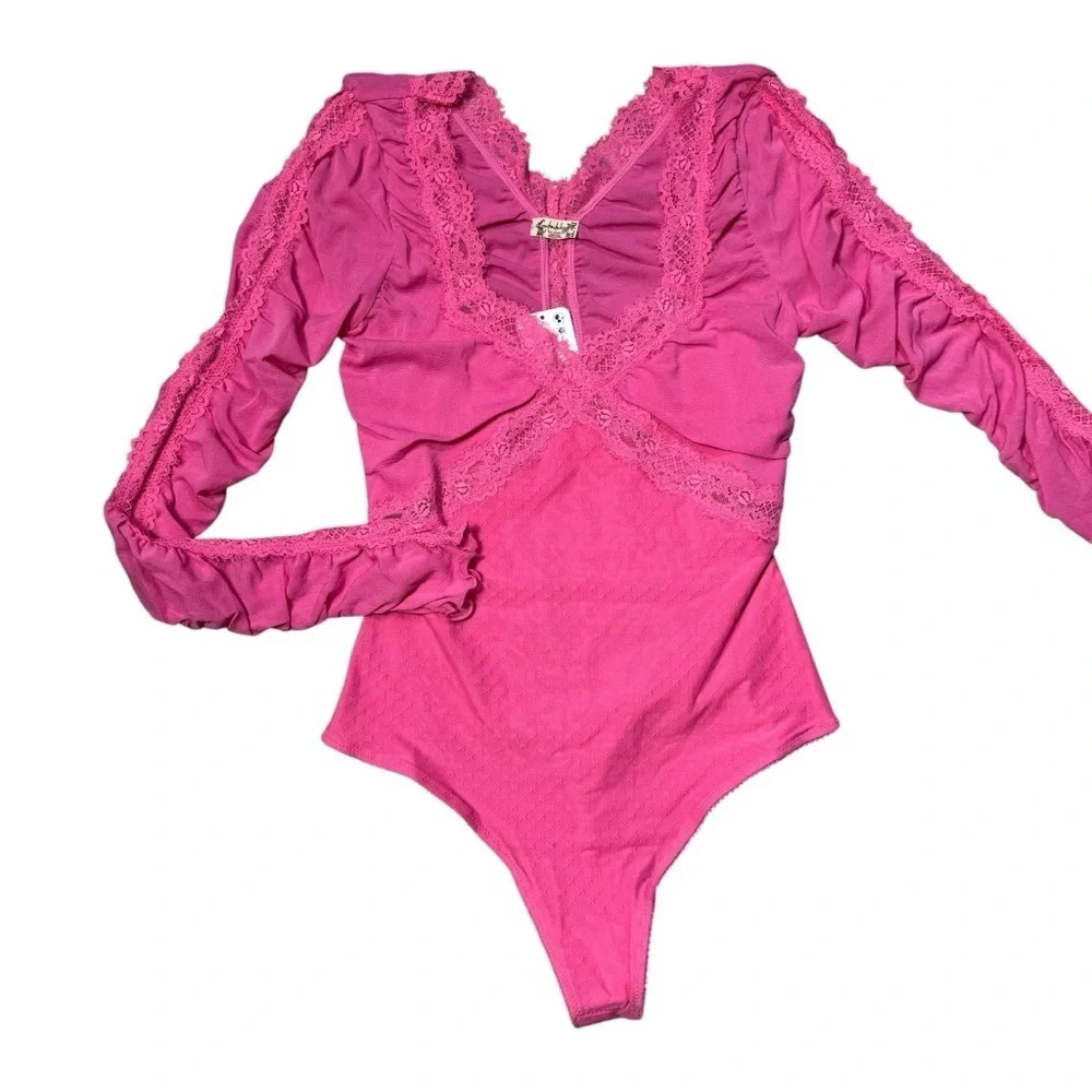 NWT New Free People Forever Young Pink Bodysuit Size S